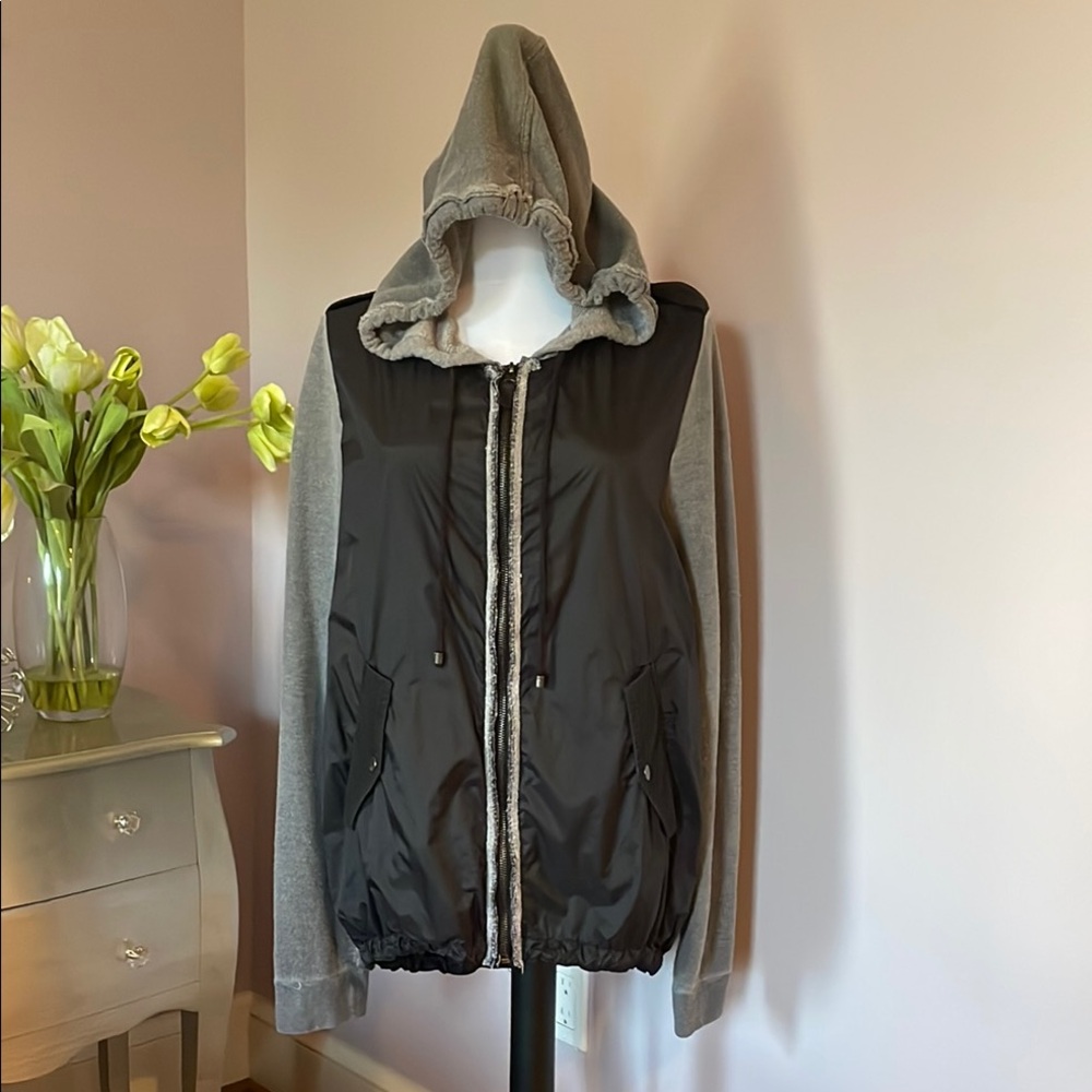 Free People Black and Gray Hooded Jacket